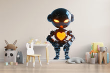 Load image into Gallery viewer, Cute Robot Wall Art, Robot Nursery Decor, Kids Robot Room Art, Heart Robot Wall Decor 157mv