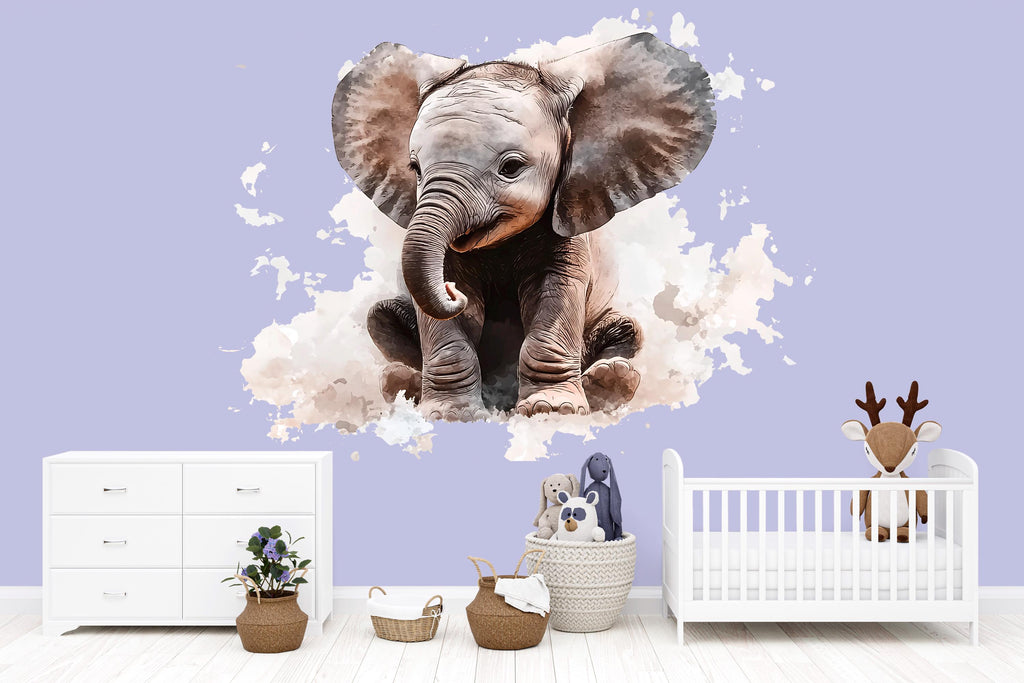 Baby Elephant Wall Art, Elephant Nursery Decor, Neutral Safari Nursery Art 161mv