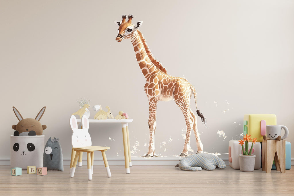 Baby Giraffe Wall Art, Neutral Giraffe Nursery Decor, Safari Kids Room Art 163mv