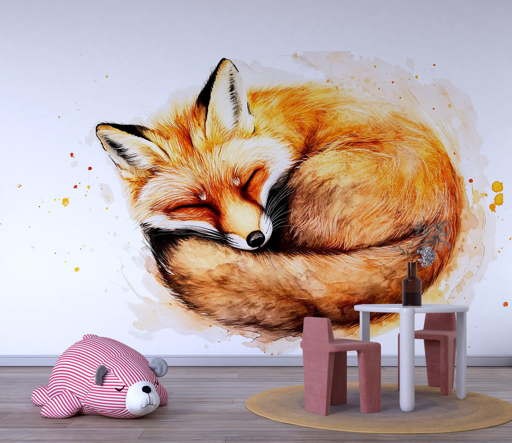 Sleeping Fox Wall Art, Fox Nursery Decor, Woodland Baby Room Art 167mv