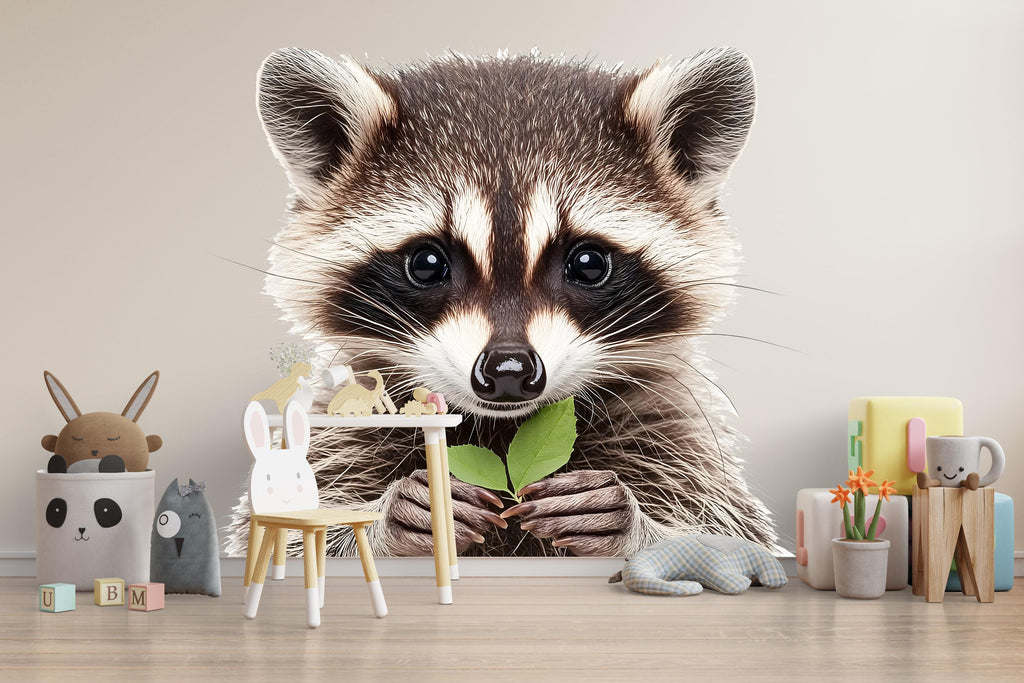 Cute Raccoon Wall Art, Raccoon Nursery Decor, Woodland Animal Art 172mv
