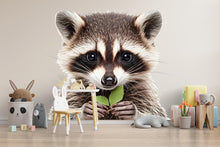 Load image into Gallery viewer, Cute Raccoon Wall Art, Raccoon Nursery Decor, Woodland Animal Art 172mv
