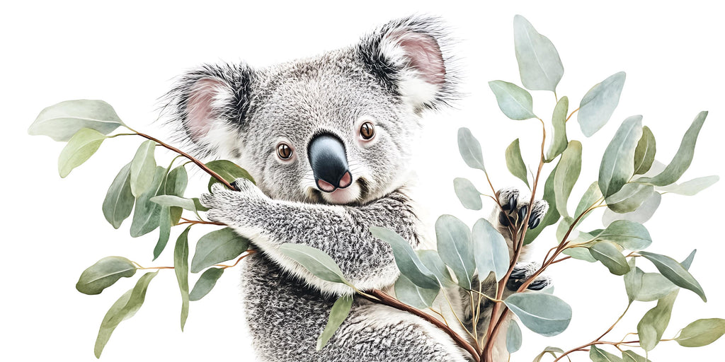 Cute Koala Wall Art, Koala Nursery Decor, Woodland Animal Art 173mv