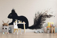 Load image into Gallery viewer, Squirrel Nursery Wall Art, Woodland Animal Silhouette, Modern Forest Kids Room Decor 177mv