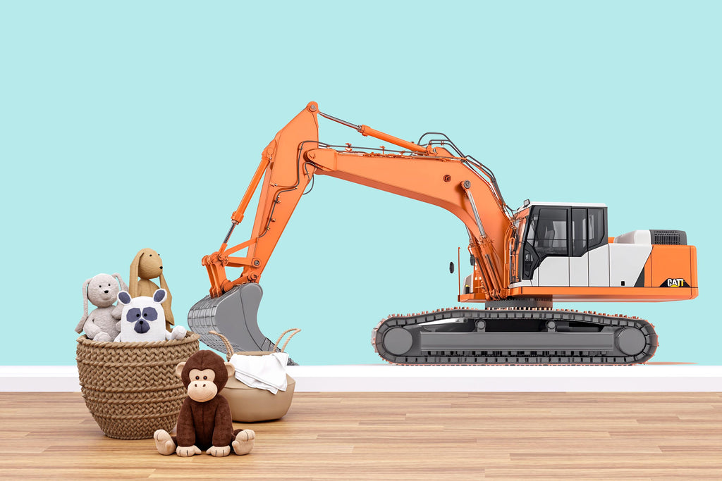 Excavator Wall Art, Construction Vehicle Kids Room Decor, Digger Wall Art for Boys Room 181mv