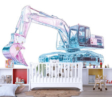 Load image into Gallery viewer, Futuristic Excavator Wall Art, Robot Construction Nursery Decor, Modern Digger Kids Room Art 182mv