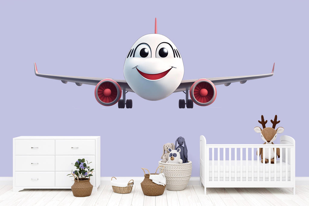 Cute Airplane Wall Art, Airplane Nursery Decor, Kids Room Plane Art, Baby Aviation Wall Art 185mv