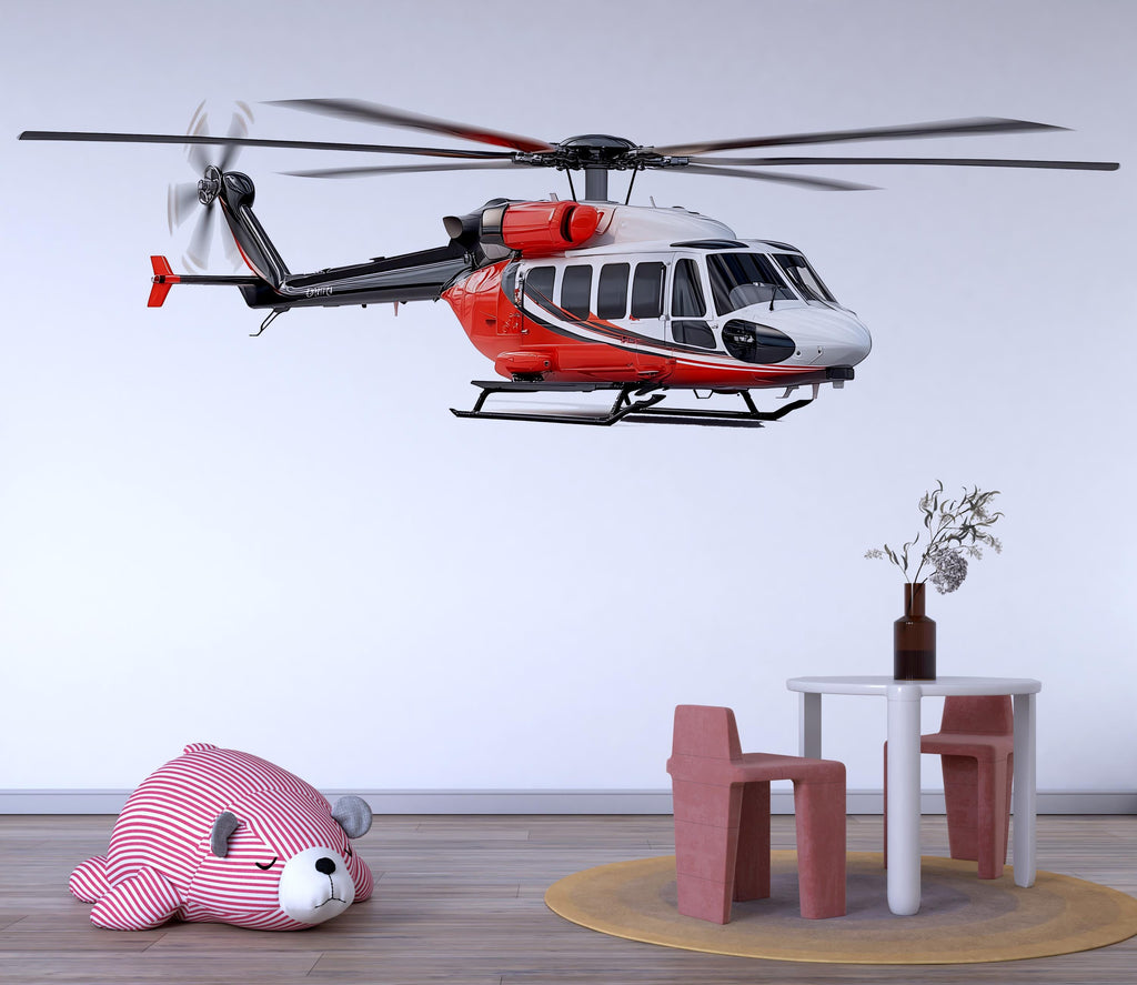 Rescue Helicopter Wall Art, Helicopter Nursery Decor, Kids Room Helicopter Art, Emergency Vehicle Wall Art 188mv