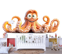 Load image into Gallery viewer, Cute Octopus Wall Decal for Nursery, Smiling Octopus Nursery Decor, Ocean Animal Wall Sticker, Baby Room Wall Art 198mv