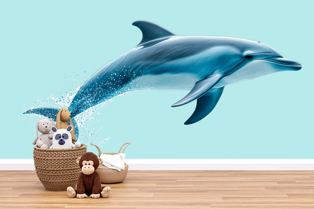Dolphin Wall Decal for Nursery, Watercolor Dolphin Nursery Decor, Ocean Animal Wall Sticker, Baby Room Wall Art 203mv