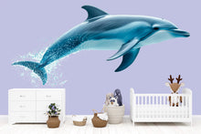 Load image into Gallery viewer, Dolphin Wall Decal for Nursery, Watercolor Dolphin Nursery Decor, Ocean Animal Wall Sticker, Baby Room Wall Art 203mv