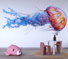 Load image into Gallery viewer, Colorful Jellyfish Wall Decal for Nursery, Ocean Nursery Wall Art, Jellyfish Wall Sticker, Kids Room Sea Decor 209mv