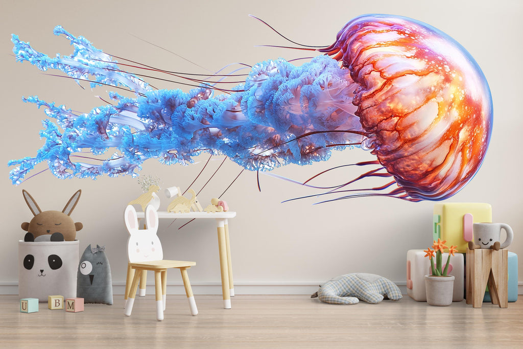 Colorful Jellyfish Wall Decal for Nursery, Ocean Nursery Wall Art, Jellyfish Wall Sticker, Kids Room Sea Decor 209mv
