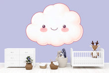 Load image into Gallery viewer, Cute Cloud Wall Mural, Nursery Wall Art, Baby Room Decor, Smiling Cloud Wall Decal 215mv