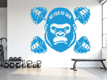 Load image into Gallery viewer, Gorilla Gym Wall Decal - No Pain No Gain Fitness Art 1028RS