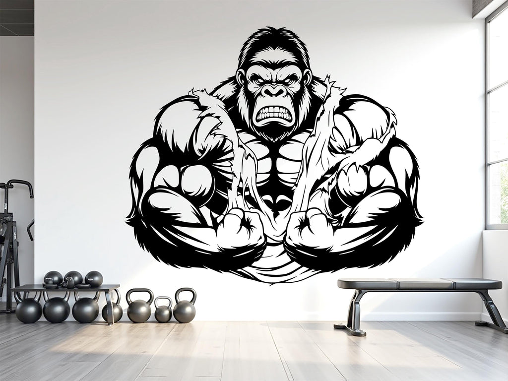 Gorilla Gym Wall Decor No Pain No Gain Fitness Wall Art Gym Wall Decals Gorilla Wall Decal Crossfit Gifts Home Gym Sticker Gym 1029RS
