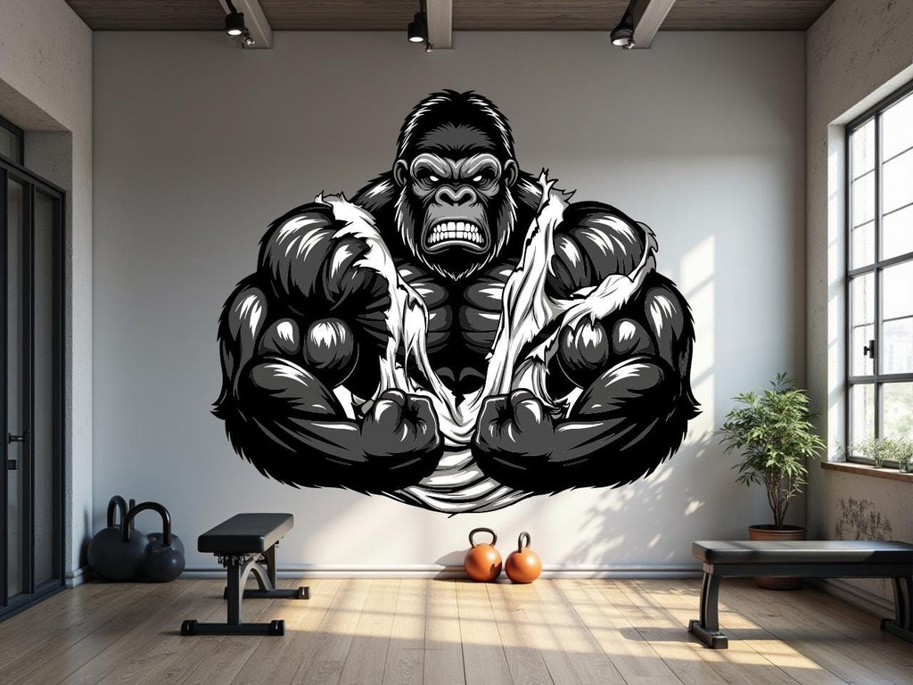 Gorilla Gym Wall Decor No Pain No Gain Fitness Wall Art Gym Wall Decals Gorilla Wall Decal Crossfit Gifts Home Gym Sticker Gym 1030RS