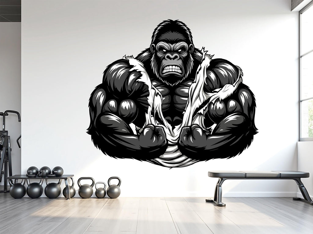 Gorilla Gym Wall Decor No Pain No Gain Fitness Wall Art Gym Wall Decals Gorilla Wall Decal Crossfit Gifts Home Gym Sticker Gym 1030RS