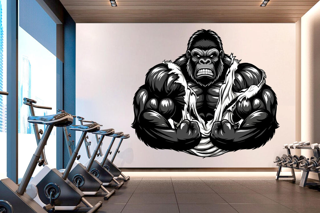 Gorilla Gym Wall Decor No Pain No Gain Fitness Wall Art Gym Wall Decals Gorilla Wall Decal Crossfit Gifts Home Gym Sticker Gym 1030RS