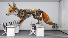 Load image into Gallery viewer, Cyber Fox Wall Decal, Futuristic Fox Wall Art Sticker, Robotic Animal Wall Decor, Tech Fox Wall Art, Modern Statement Wall Decal