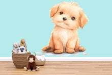 Load image into Gallery viewer, Cute Puppy Wall Mural, Woodland Wall Art 222mv