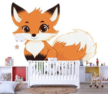 Load image into Gallery viewer, Cute Fox Wall Decal Nursery Woodland Animal Wall Art Baby Room Decor Fox Wall Sticker Kids Room Mural 224mv
