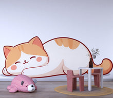 Load image into Gallery viewer, Sleeping Cat Wall Decal Nursery Cat Wall Art Baby Room Decor Cute Cat Sticker Kids Room Animal Mural 225mv