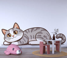 Load image into Gallery viewer, Cute Cat Wall Decal Nursery Cat Wall Art Baby Room Decor Cartoon Cat Sticker Kids Room Animal Mural 226mv