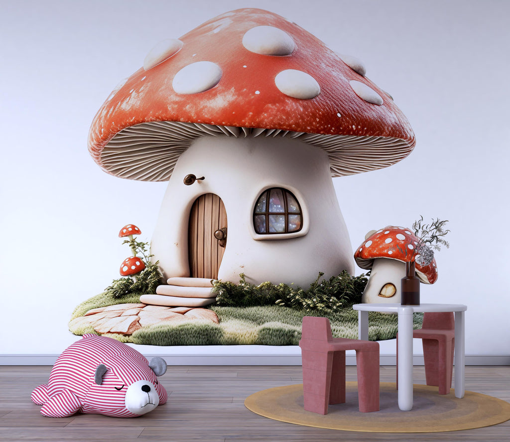 Mushroom Fairy House Wall Decal Nursery Woodland Wall Art Baby Room Decor Fantasy Sticker Kids Room Mural 230mv