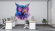 Load image into Gallery viewer, Colorful Owl Wall Decal, Modern Owl Wall Art Sticker, Abstract Animal Wall Decor, Artistic Owl Wall Decal, Statement Wall Art