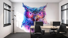 Load image into Gallery viewer, Colorful Owl Wall Decal, Modern Owl Wall Art Sticker, Abstract Animal Wall Decor, Artistic Owl Wall Decal, Statement Wall Art