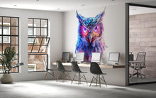 Load image into Gallery viewer, Colorful Owl Wall Decal, Modern Owl Wall Art Sticker, Abstract Animal Wall Decor, Artistic Owl Wall Decal, Statement Wall Art