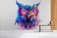 Load image into Gallery viewer, Colorful Owl Wall Decal, Modern Owl Wall Art Sticker, Abstract Animal Wall Decor, Artistic Owl Wall Decal, Statement Wall Art