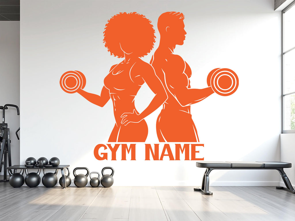 Couple Gym Wall Decal Fitness Wall Art Decor Gift Home Workout Sticker Motivational