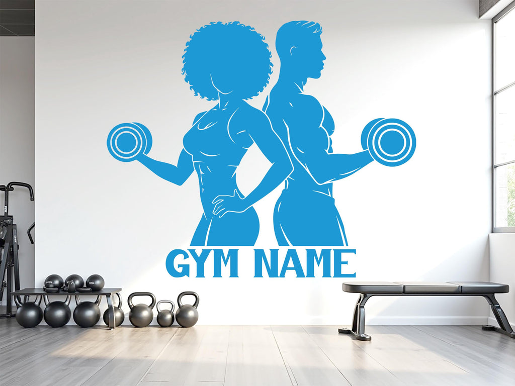 Couple Gym Wall Decal Fitness Wall Art Decor Gift Home Workout Sticker Motivational