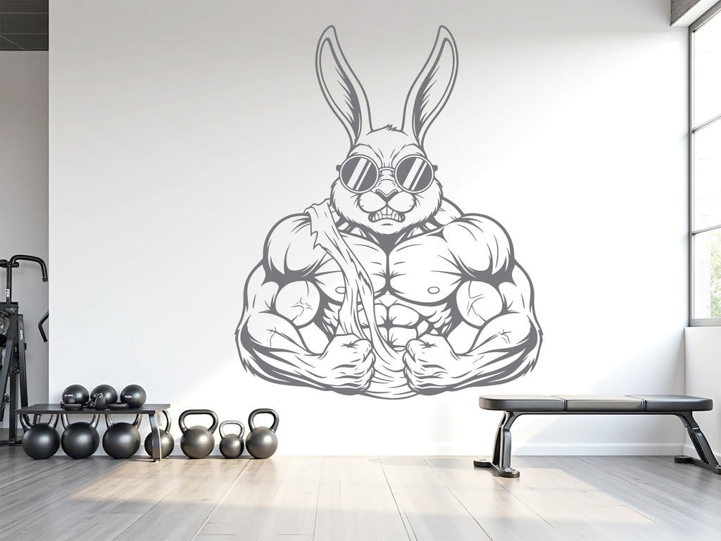 Rabbit Gym Wall Decal: Fitness Crossfit Home Gym Decor