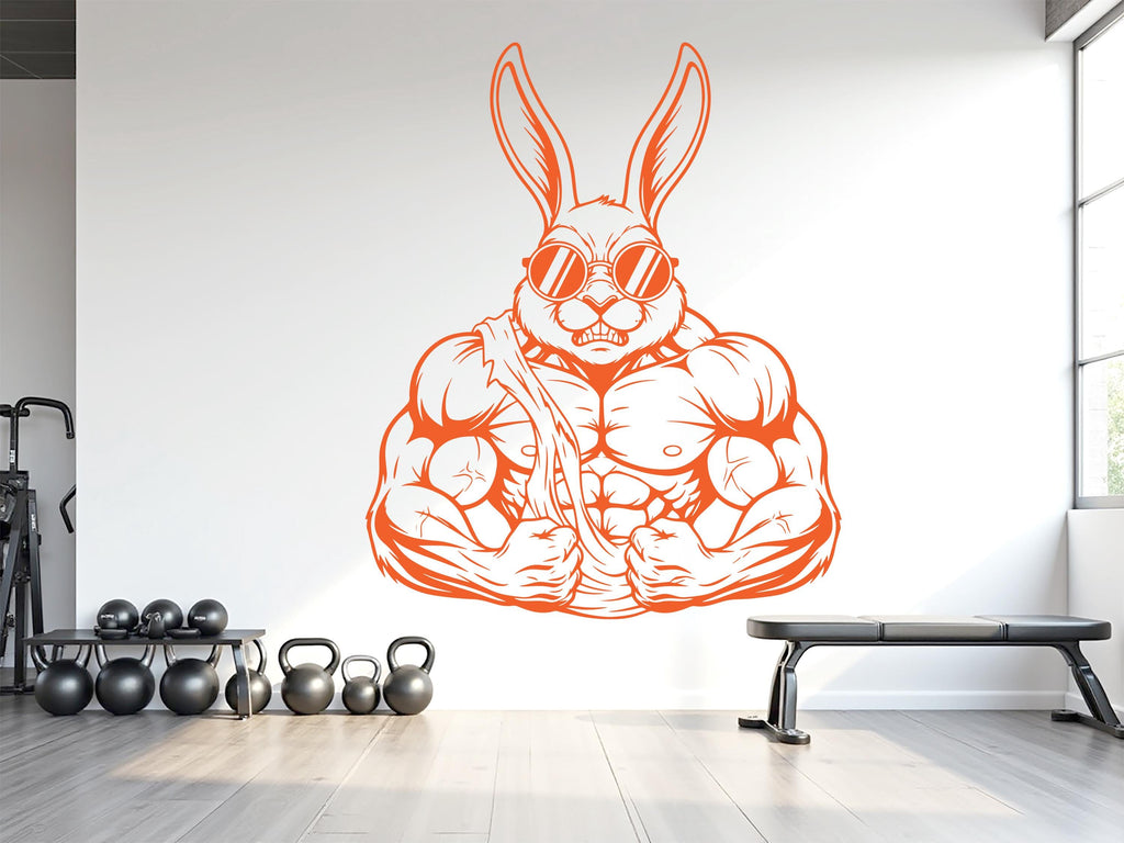 Rabbit Gym Wall Decal: Fitness Crossfit Home Gym Decor