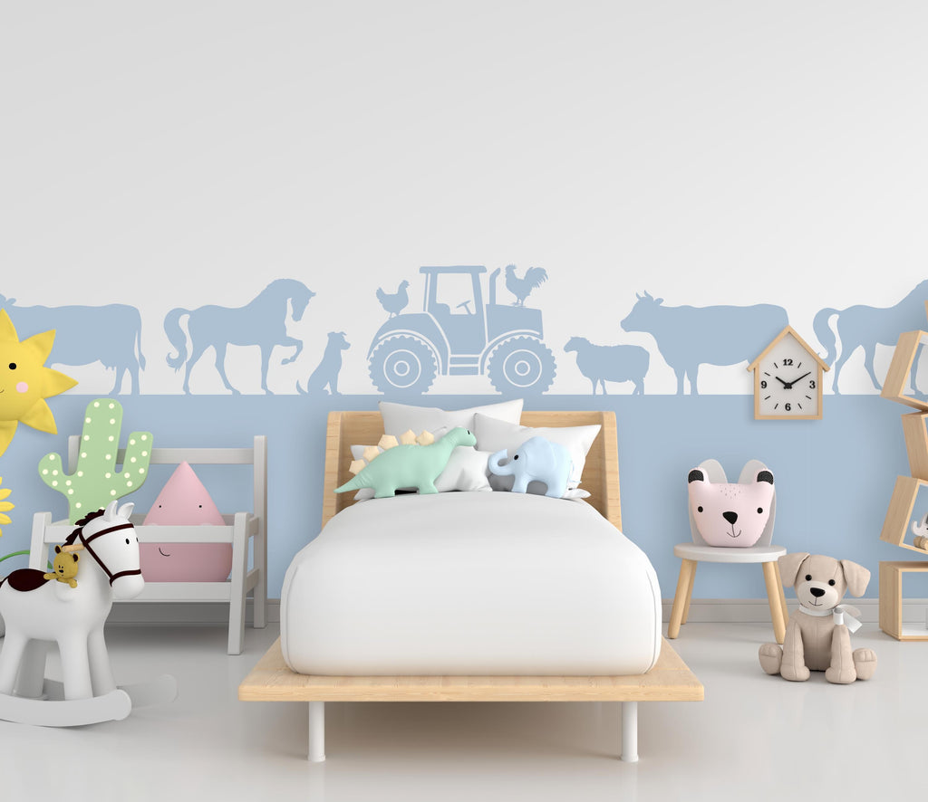 Farm Animals Wall Border Wall Decal, Scallop Decals, Farm Wall Decor Decal, Boho Nursery, Wall, Border Wall Decal