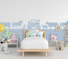 Load image into Gallery viewer, Farm Animals Wall Border Wall Decal, Scallop Decals, Farm Wall Decor Decal, Boho Nursery, Wall, Border Wall Decal