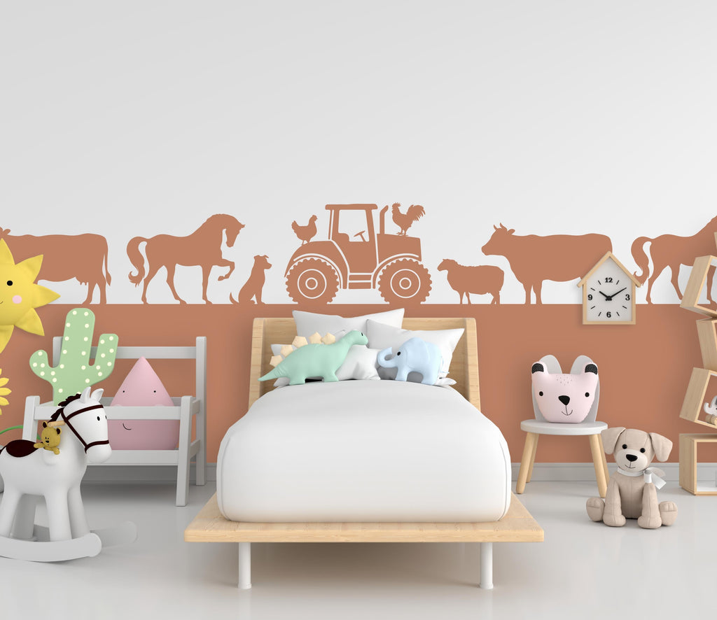 Farm Animals Wall Border Wall Decal, Scallop Decals, Farm Wall Decor Decal, Boho Nursery, Wall, Border Wall Decal
