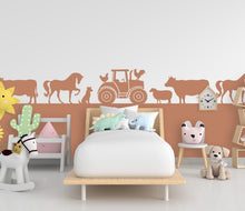 Load image into Gallery viewer, Farm Animals Wall Border Wall Decal, Scallop Decals, Farm Wall Decor Decal, Boho Nursery, Wall, Border Wall Decal
