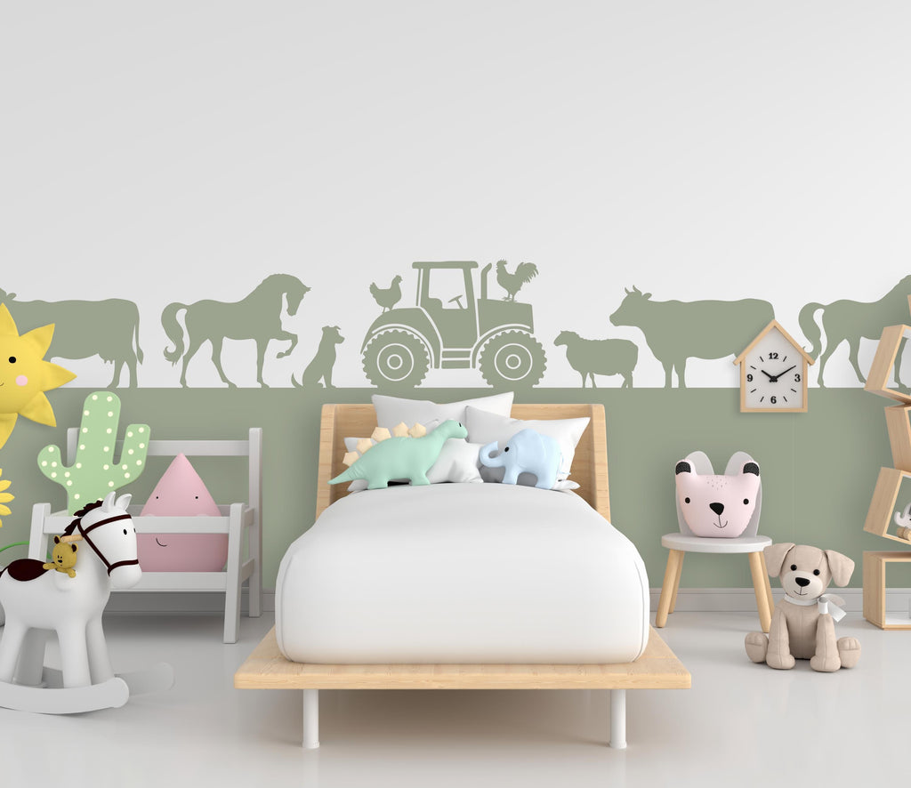 Farm Animals Wall Border Wall Decal, Scallop Decals, Farm Wall Decor Decal, Boho Nursery, Wall, Border Wall Decal