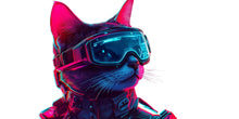 Load image into Gallery viewer, Cyber Cat Wall Decal, Futuristic Cat Wall Art Sticker, Neon Cat Wall Decor, Tech Animal Wall Art, Modern Statement Wall Decal