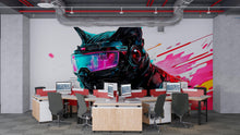 Load image into Gallery viewer, Cyber Dog Wall Decal, Futuristic Dog Wall Art Sticker, Neon Dog Wall Decor, Tech Animal Wall Art, Modern Statement Wall Decal