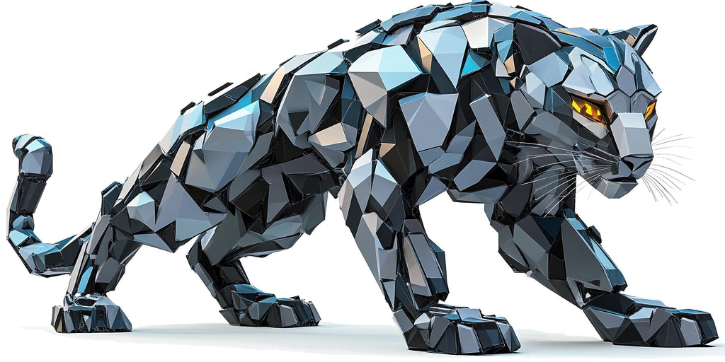 Blue Geometric Panther Wall Decal, Modern Panther Wall Art Sticker, Abstract Big Cat Wall Decor, Polygon Animal Wall Art, Office Statement