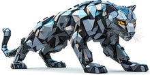 Load image into Gallery viewer, Blue Geometric Panther Wall Decal, Modern Panther Wall Art Sticker, Abstract Big Cat Wall Decor, Polygon Animal Wall Art, Office Statement