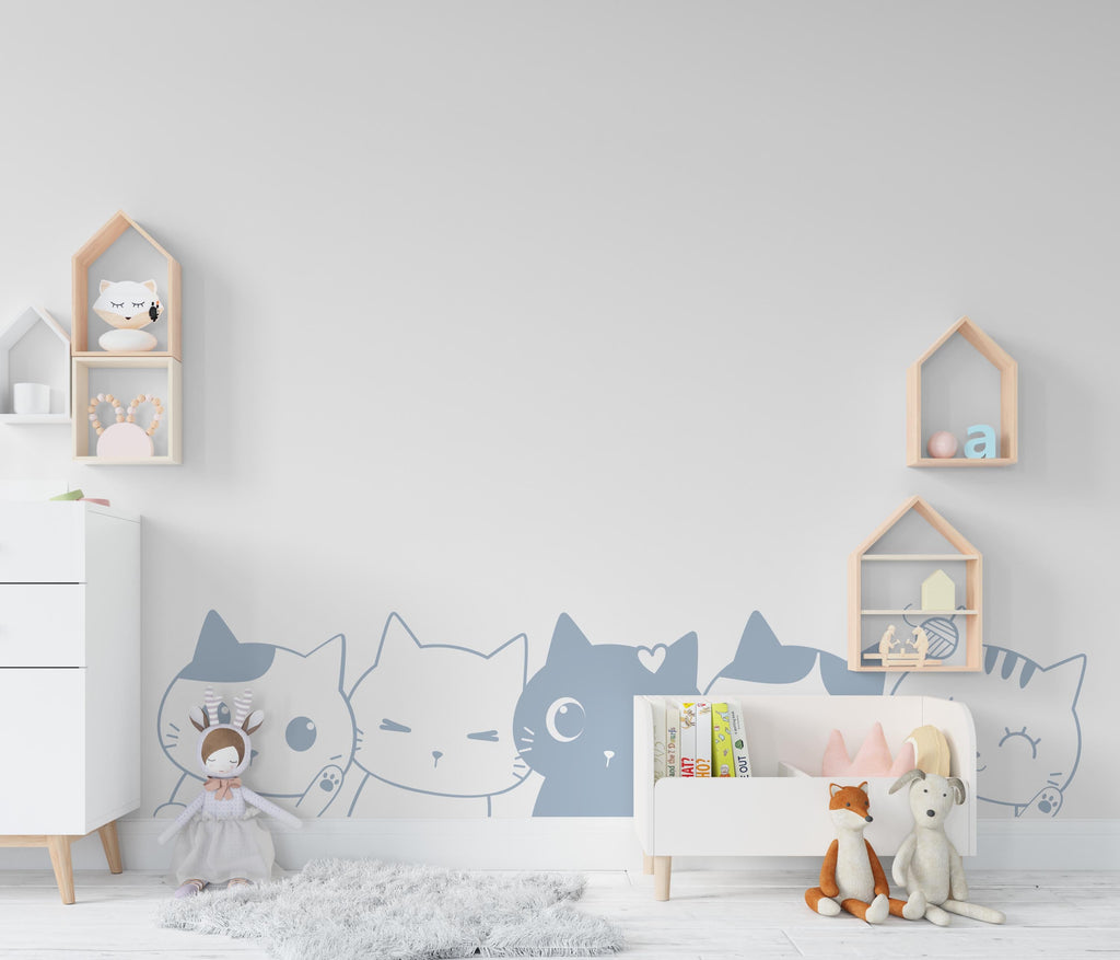 Peeking Cat Wall Art Decal, Cat wall decals, Gift for Kids, Grooming wall decor, Veterinary decals, Pet shop cat wall vinyl decal 742LU