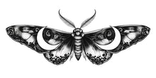 Load image into Gallery viewer, Lunar Moth Wall Art, Moon Moth Wall Decal, Gothic Insect Wall Decor, Witchy Celestial Wall Art, Dark Minimal Decor 239mv