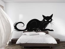 Load image into Gallery viewer, Black Cat Wall Art, Witchy Cat Wall Decor, Gothic Cat Silhouette, Minimal Cat Wall Decal, Mystical Home Decor 245mv