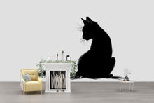 Load image into Gallery viewer, Black Cat Silhouette Wall Art, Minimal Cat Wall Decor, Witchy Cat Art, Modern Gothic Home Decor, Cat Lover Wall Art 246mv